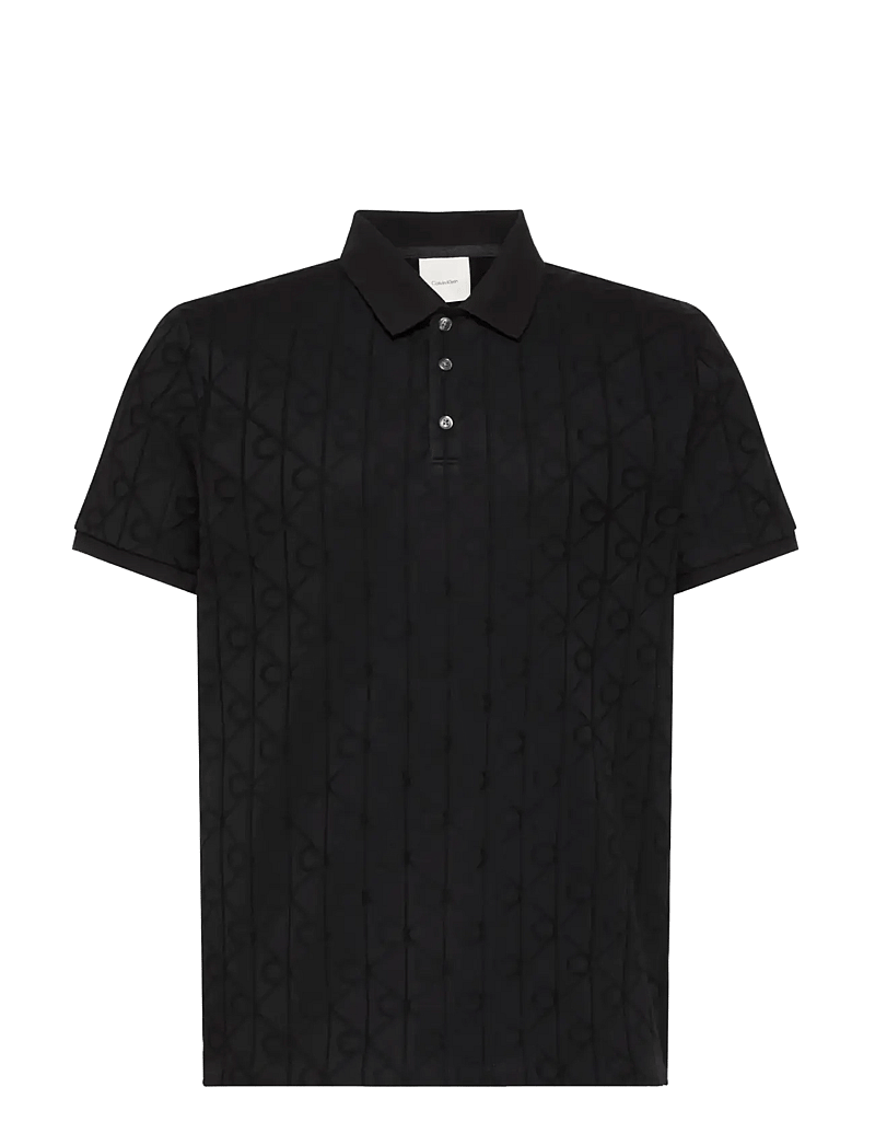 Calvin Klein - SS DBL MERCERIZED EMBLEM JACQUAR - kortærmede poloer - black - 1
