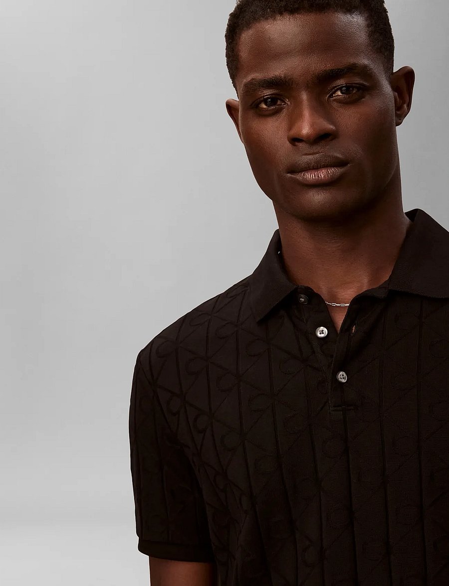 Calvin Klein - SS DBL MERC EMBLEM AOP POLO - kurzärmelig - black - 2