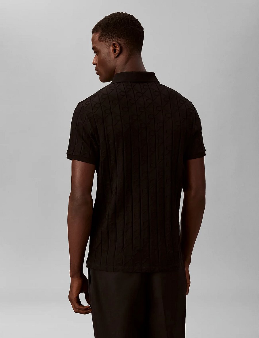 Calvin Klein - SS DBL MERC EMBLEM AOP POLO - kurzärmelig - black - 4