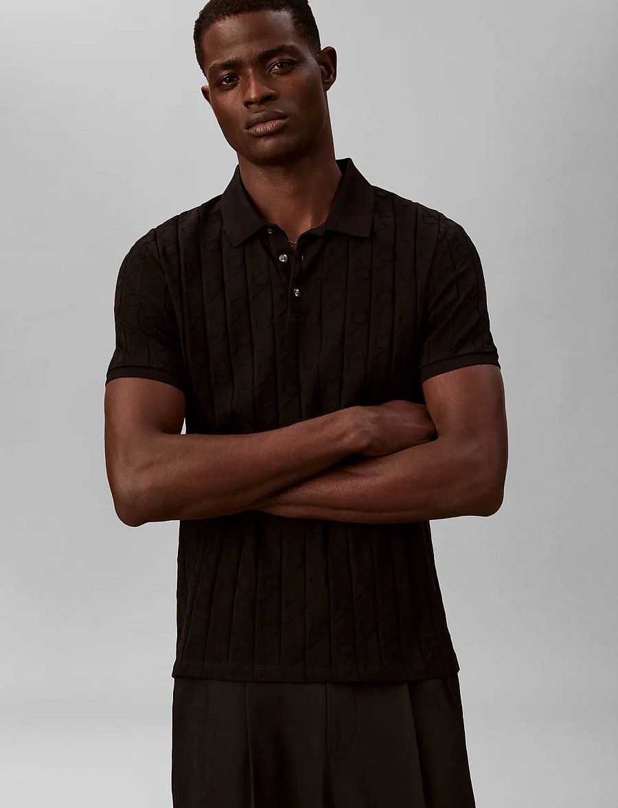 Calvin Klein - SS DBL MERC EMBLEM AOP POLO - kurzärmelig - black - 5