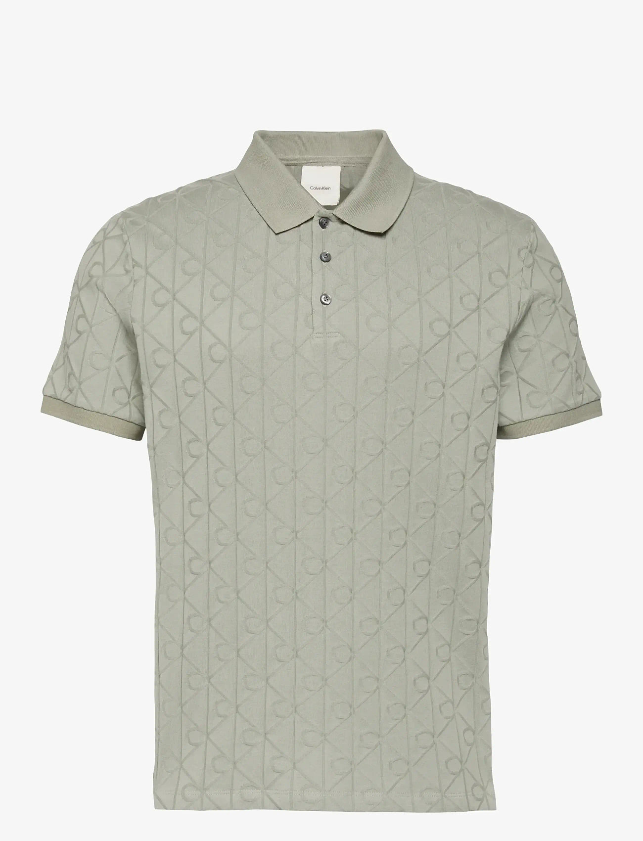 Calvin Klein - SS DBL MERCERIZED EMBLEM JACQUAR - lühikeste varrukatega polod - forest fog - 1