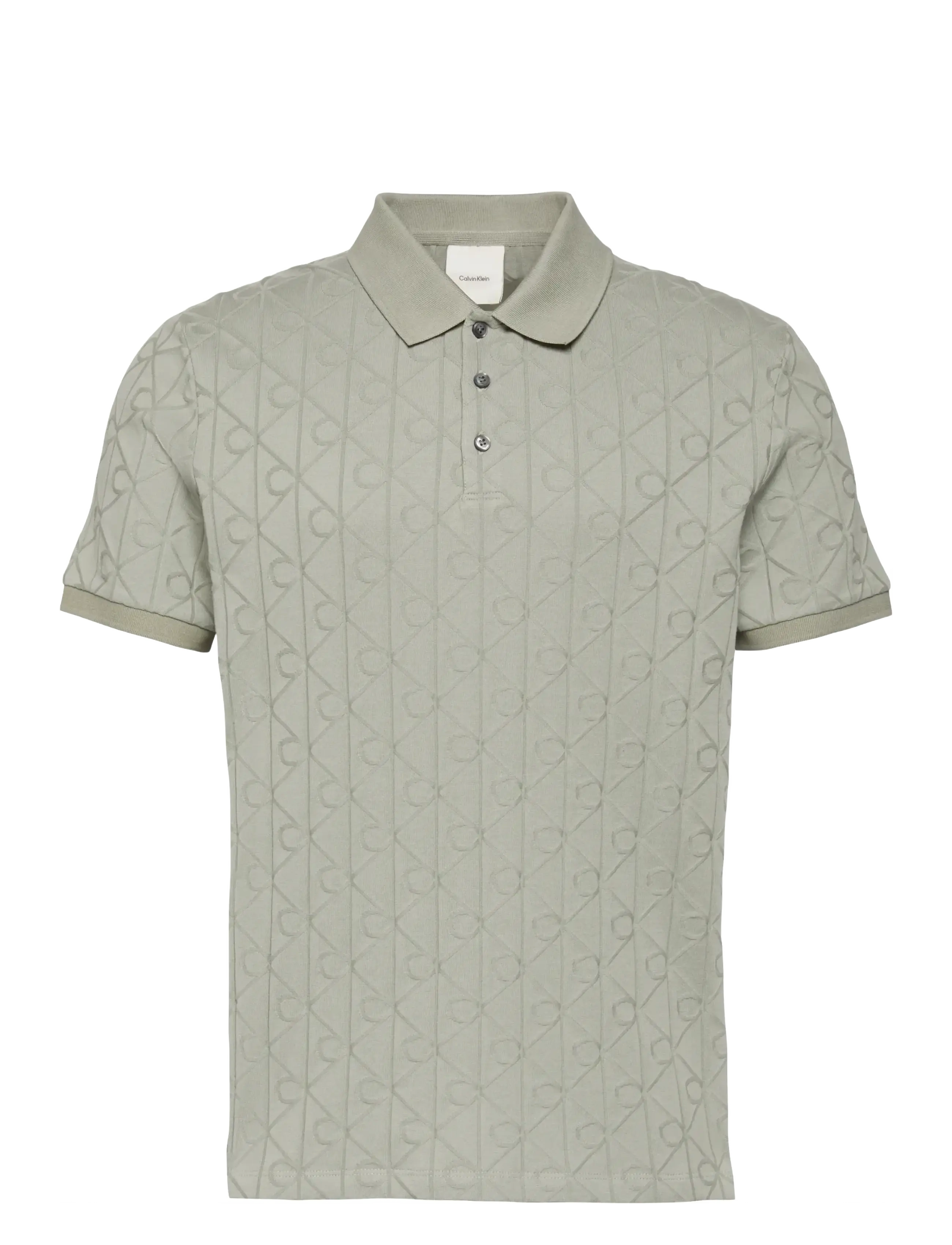Calvin Klein SS DBL MERCERIZED EMBLEM JACQUAR - Nyheter - FOREST FOG / khaki/green