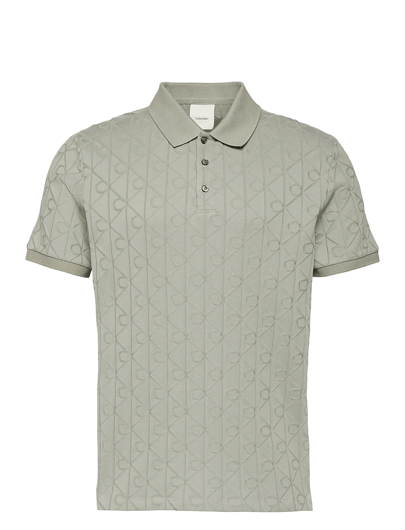 Calvin Klein - SS DBL MERCERIZED EMBLEM JACQUAR - lühikeste varrukatega polod - forest fog - 1