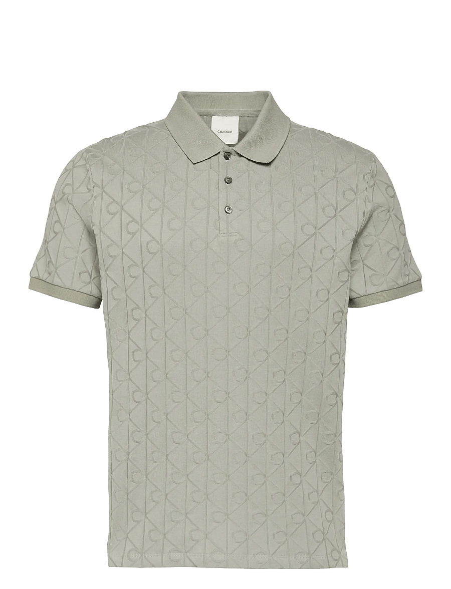 Calvin Klein - SS DBL MERC EMBLEM AOP POLO - polo krekli ar īsām piedurknēm - forest fog - 1