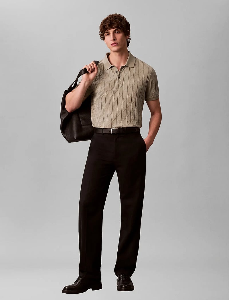 Calvin Klein - SS DBL MERCERIZED EMBLEM JACQUAR - lühikeste varrukatega polod - forest fog - 3