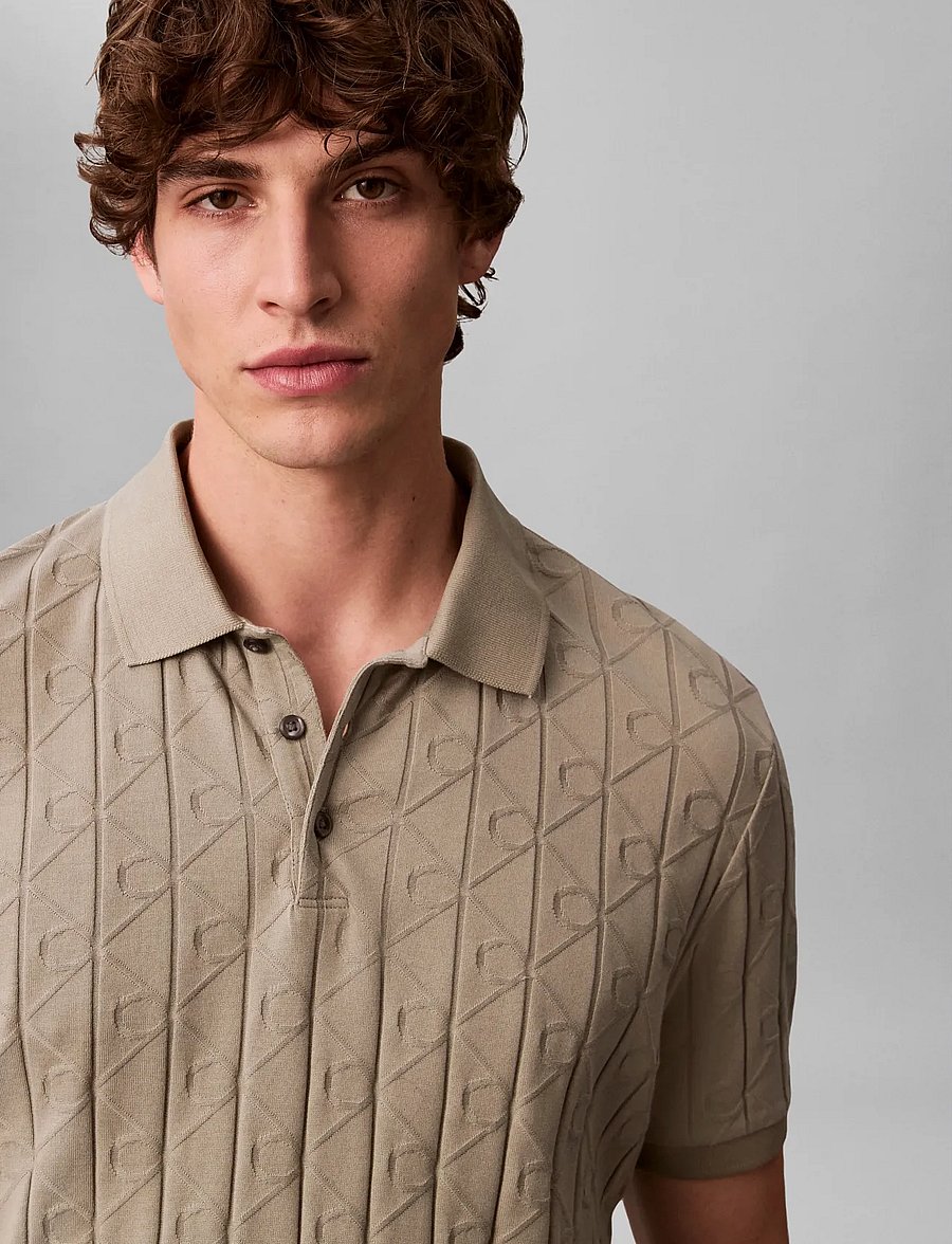 Calvin Klein - SS DBL MERC EMBLEM AOP POLO - polo krekli ar īsām piedurknēm - forest fog - 4