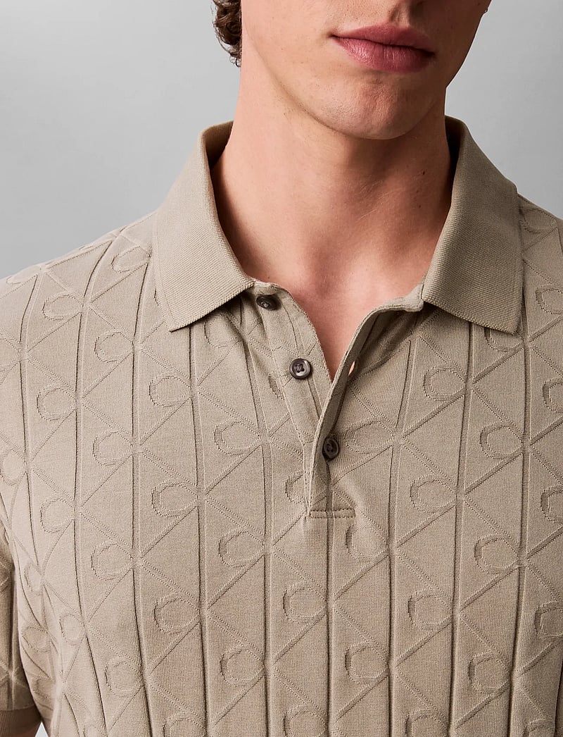 Calvin Klein - SS DBL MERCERIZED EMBLEM JACQUAR - lühikeste varrukatega polod - forest fog - 5