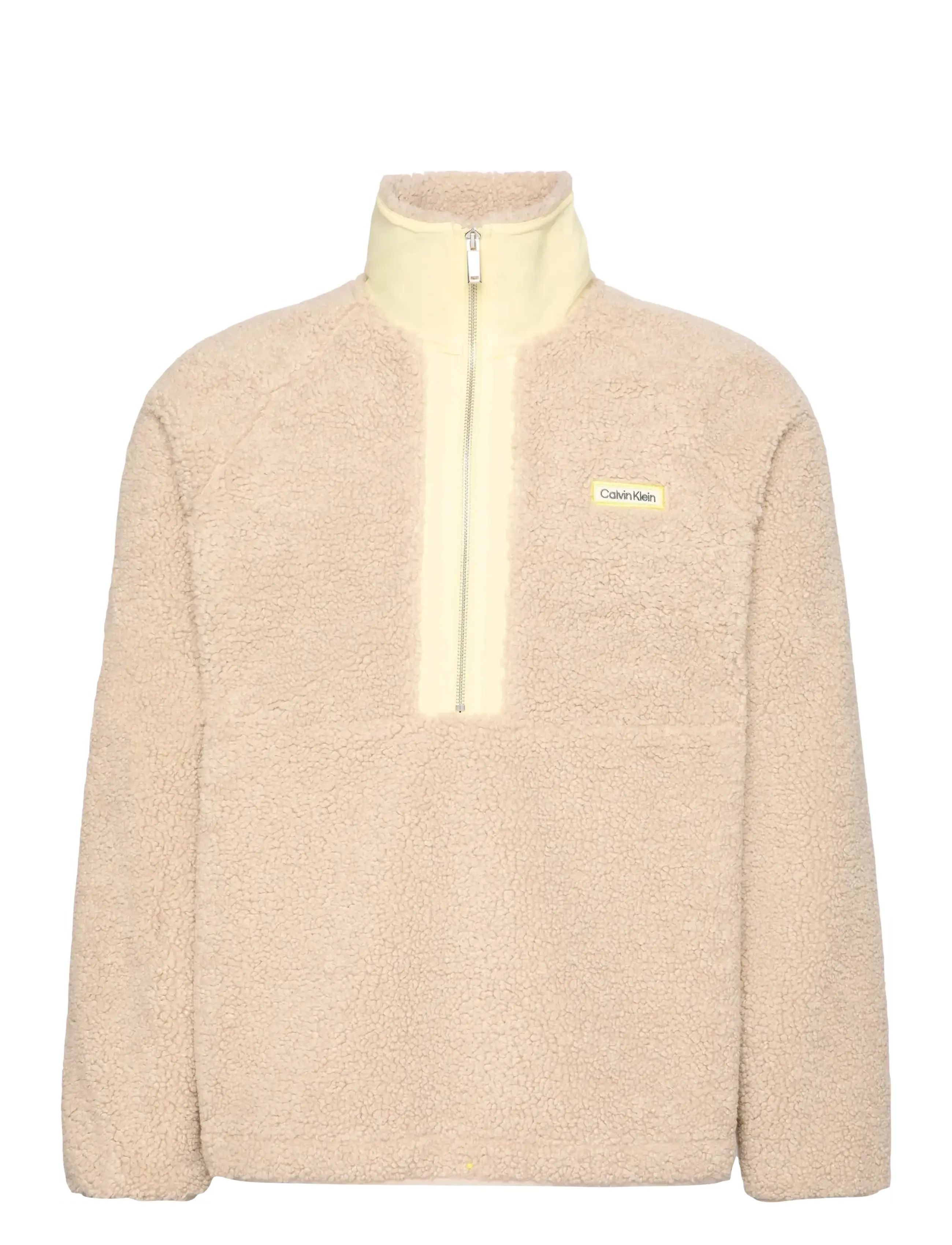 Calvin Klein LS SHERPA ROLL NECK QTR ZIP PO - Midlayer-jakker - SILVERMOSS / beige