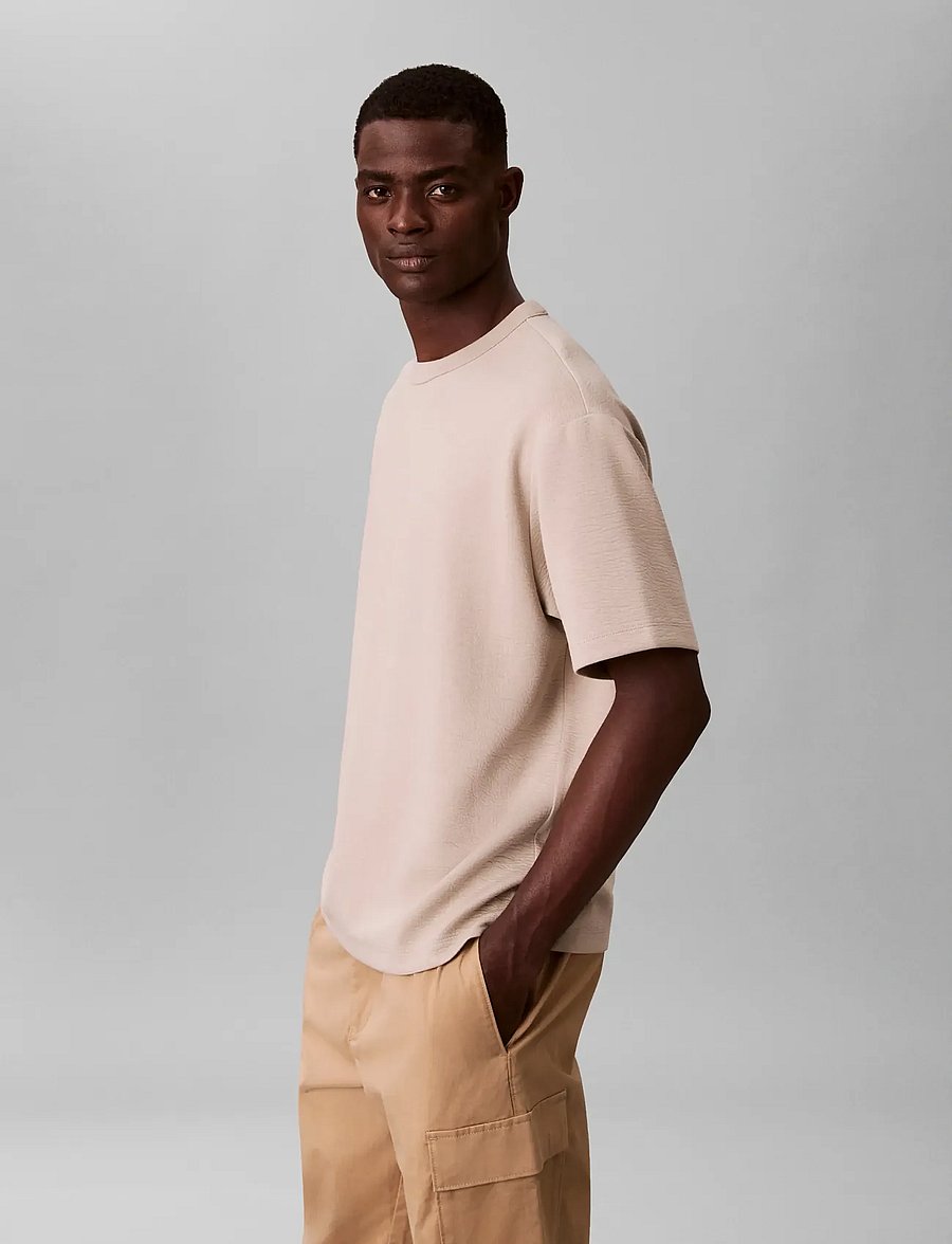 Calvin Klein - SS CRINKLE CREPE SPACER TEE - kurzärmelig - ancient marble - 5