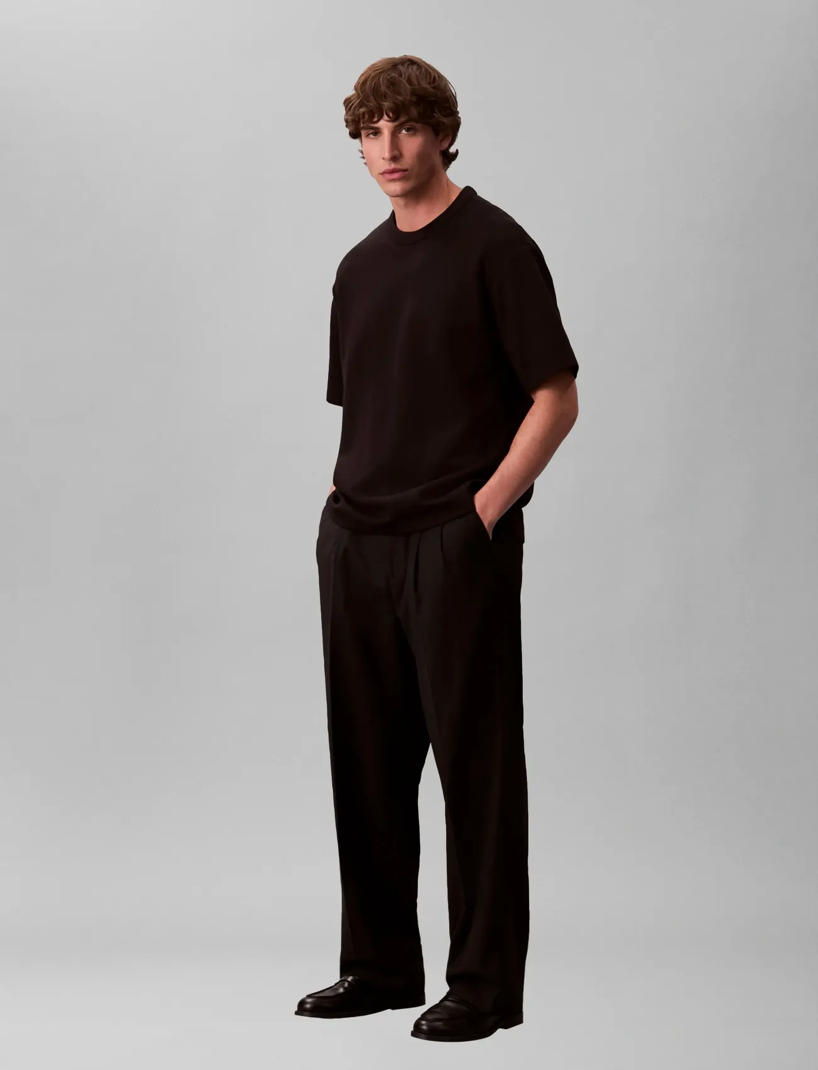 Calvin Klein - SS CRINKLE CREPE SPACER TEE - kortärmade t-shirts - black - 2