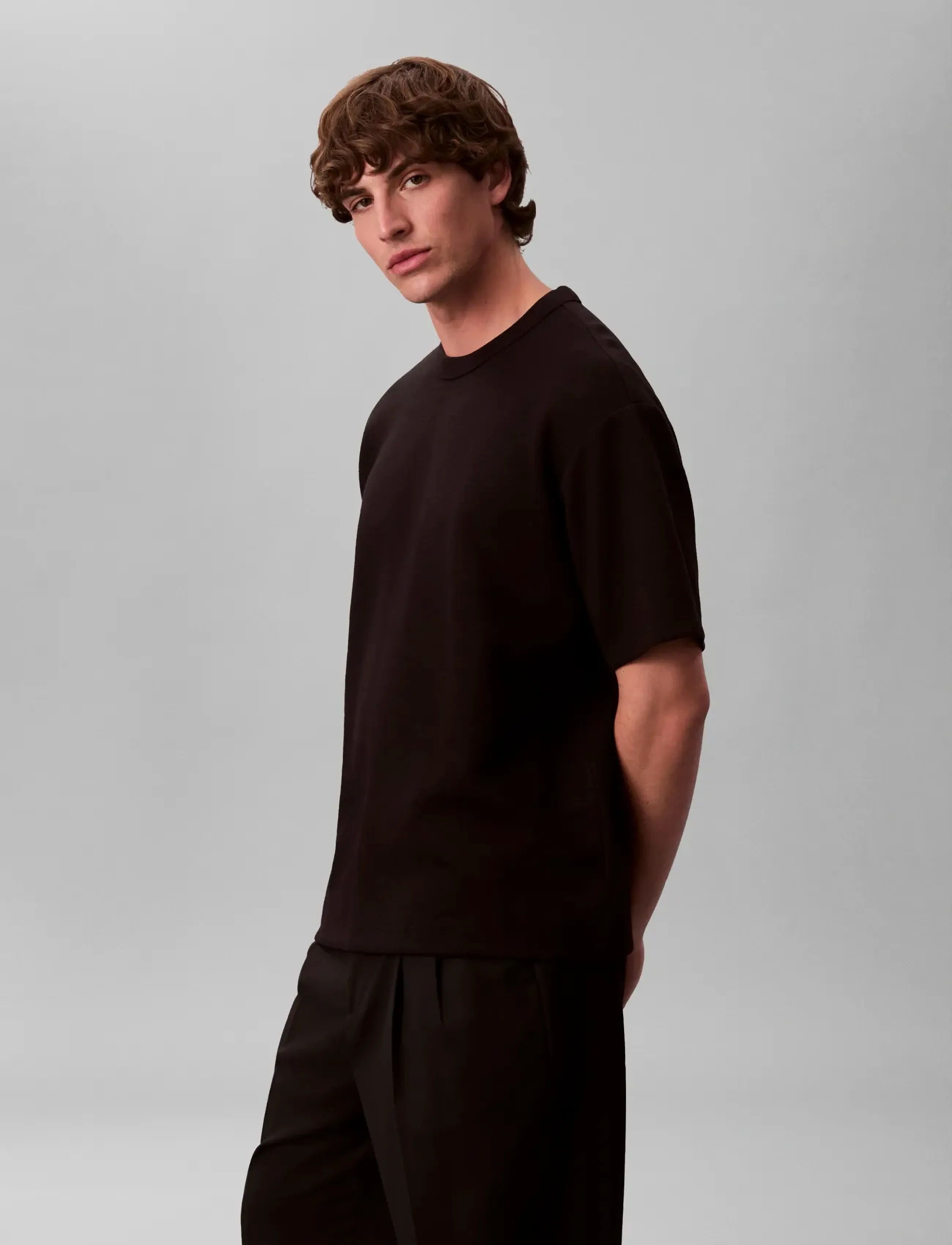 Calvin Klein - SS CRINKLE CREPE SPACER TEE - kurzärmelig - black - 5