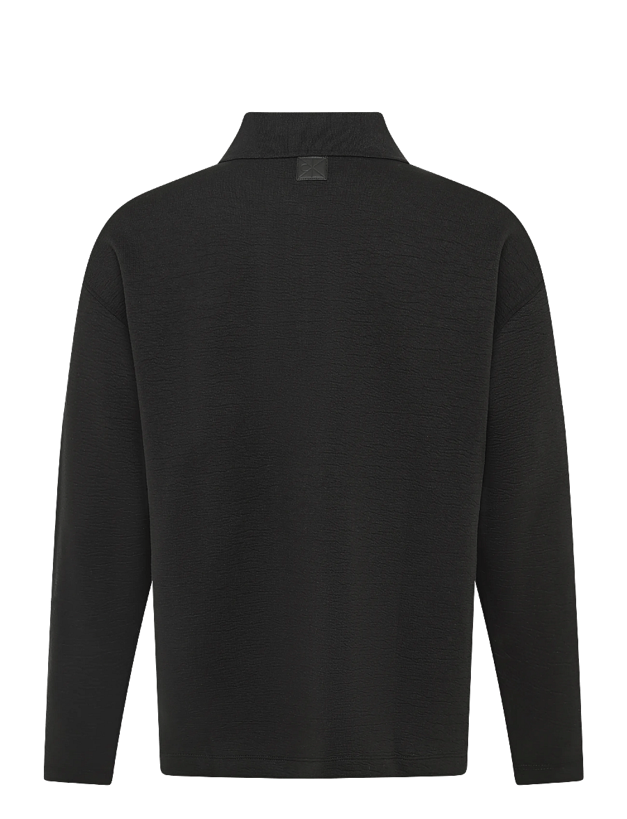 Calvin Klein - LS CRINKLE CREPE SPACER QTR ZIP - poloer i strik med lange ærmer - black - 1