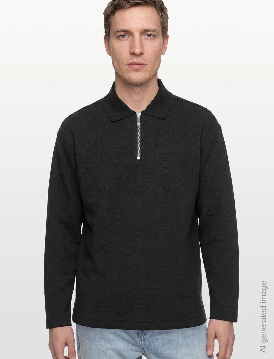 Calvin Klein - LS CRINKLE CREPE SPACER QTR ZIP - poloer i strik med lange ærmer - black - 3