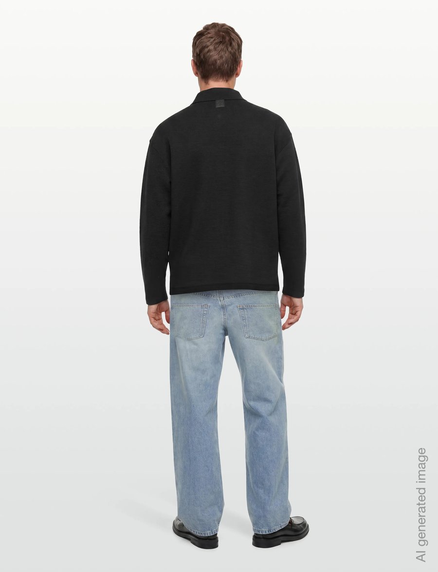 Calvin Klein - LS CRINKLE CREPE SPACER QTR ZIP - poloer i strik med lange ærmer - black - 4