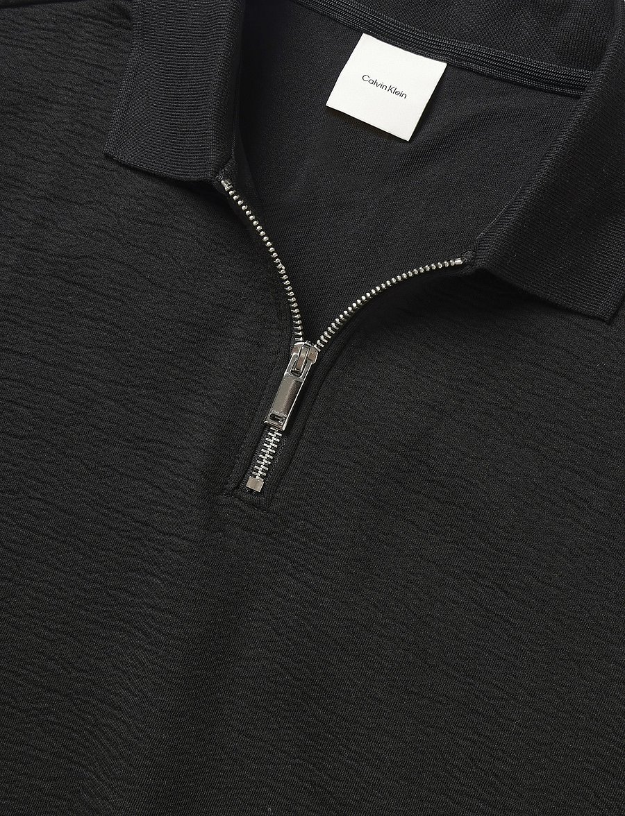 Calvin Klein - LS CRINKLE CREPE SPACER QTR ZIP - poloer i strik med lange ærmer - black - 2