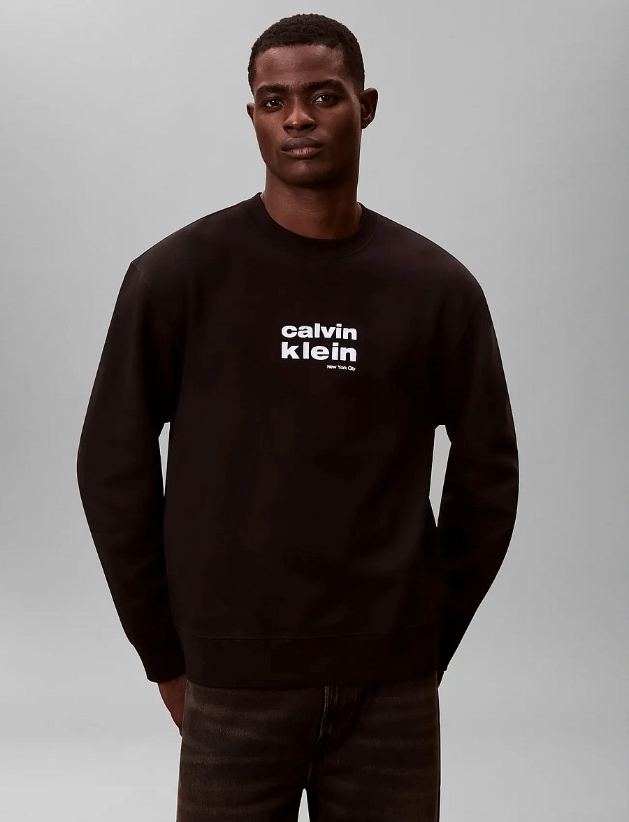 Calvin Klein - LS 350FLEECE RETRO GRAPHIC CREWN - rundhalsad - black - 3