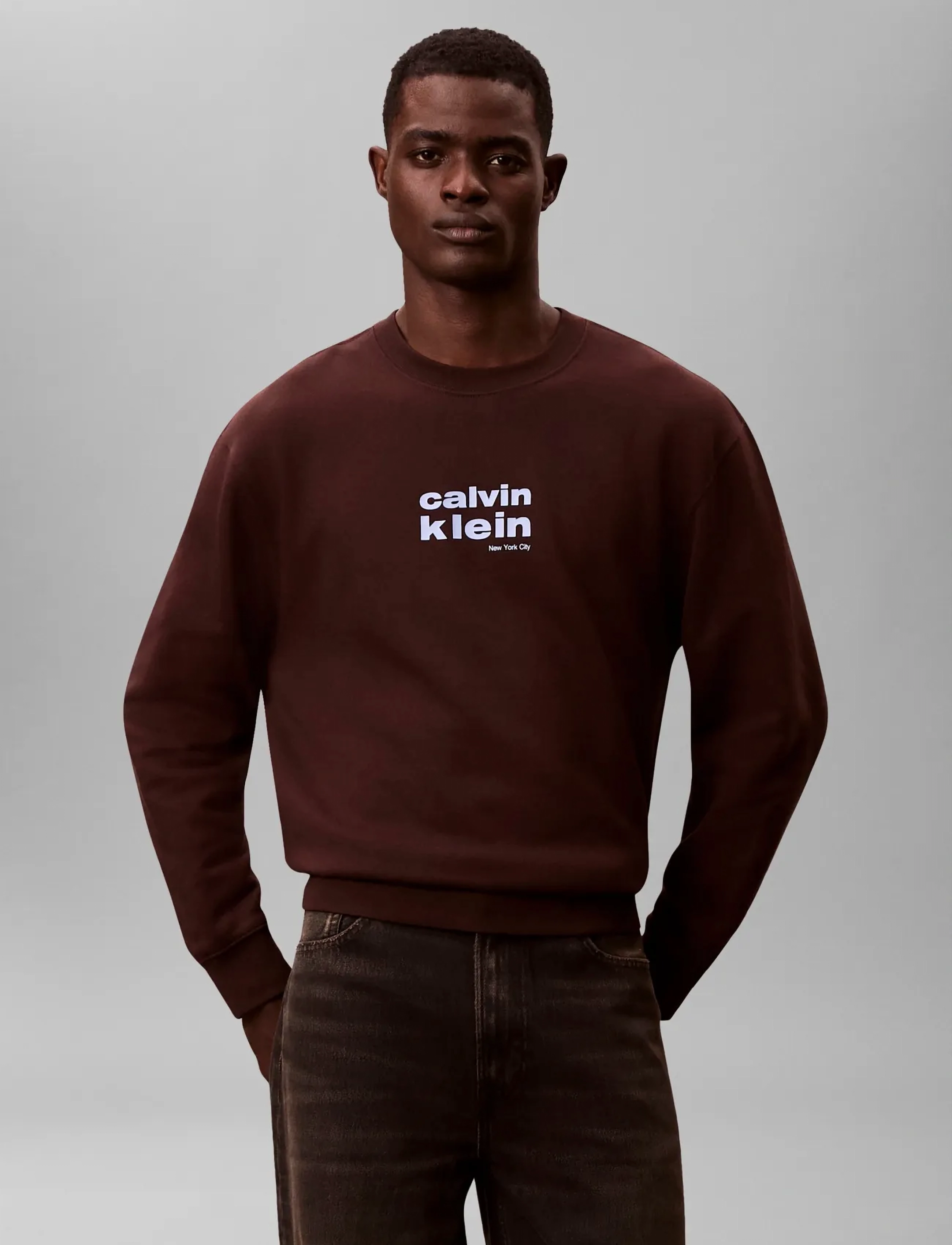 Calvin Klein - LS 350FLEECE RETRO GRAPHIC CREWN - Ümmarguse kaelusega kudumid - rich brown - 3