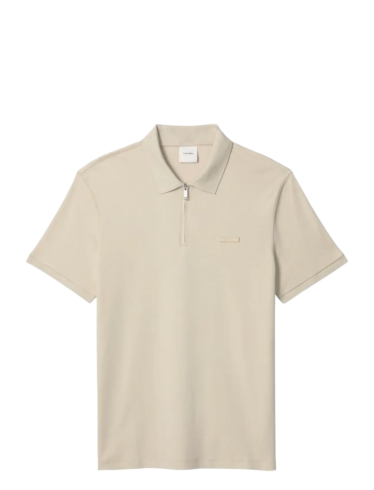 Calvin Klein SS SLIM SUPIMA ZIP POLO - Poloer - ANCIENT MARBLE / beige