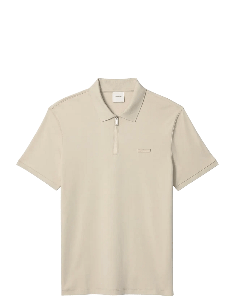 Calvin Klein - SS SLIM SUPIMA ZIP POLO - lühikeste varrukatega polod - ancient marble - 1