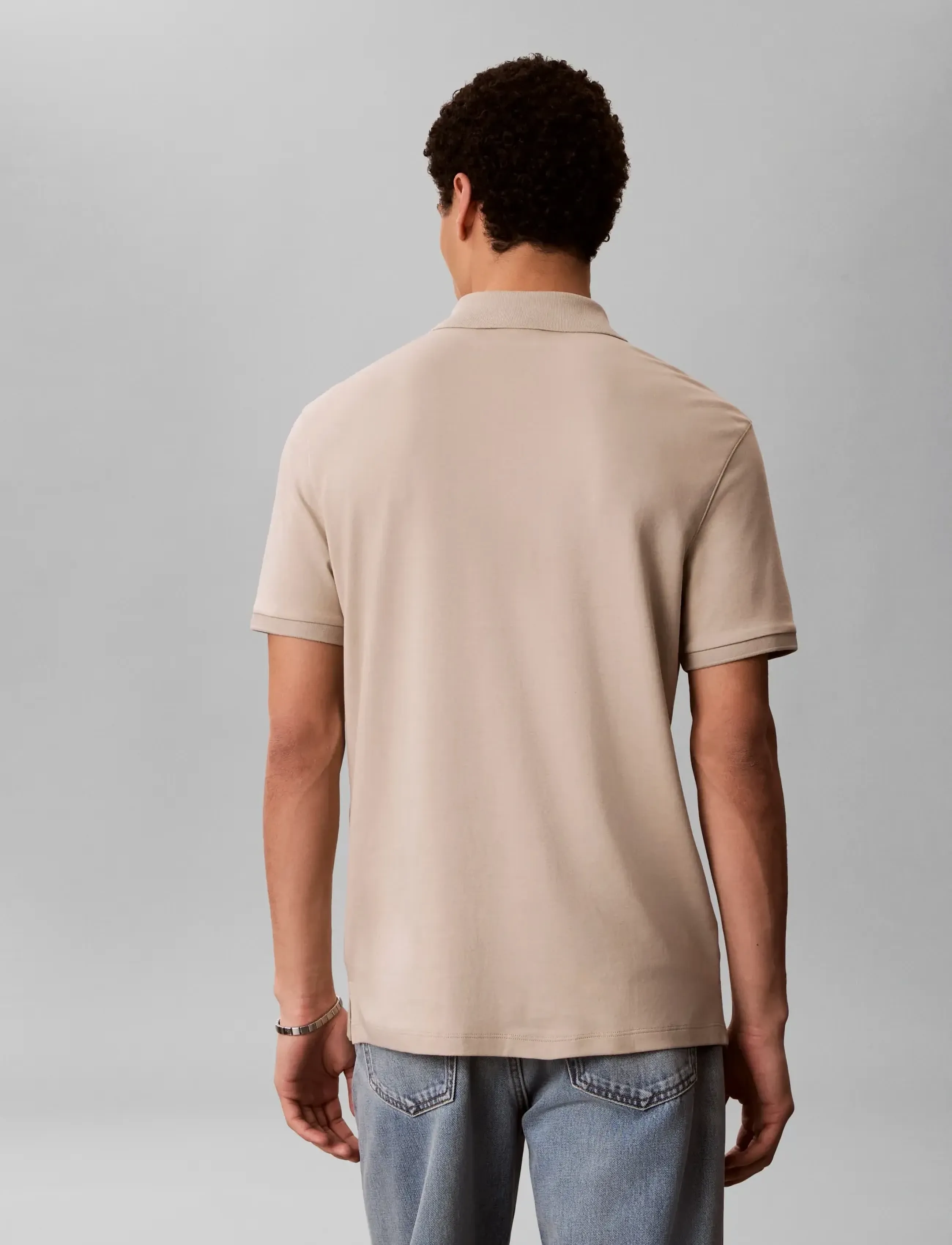 Calvin Klein - SS SLIM SUPIMA ZIP POLO - short-sleeved polos - ancient marble - 2