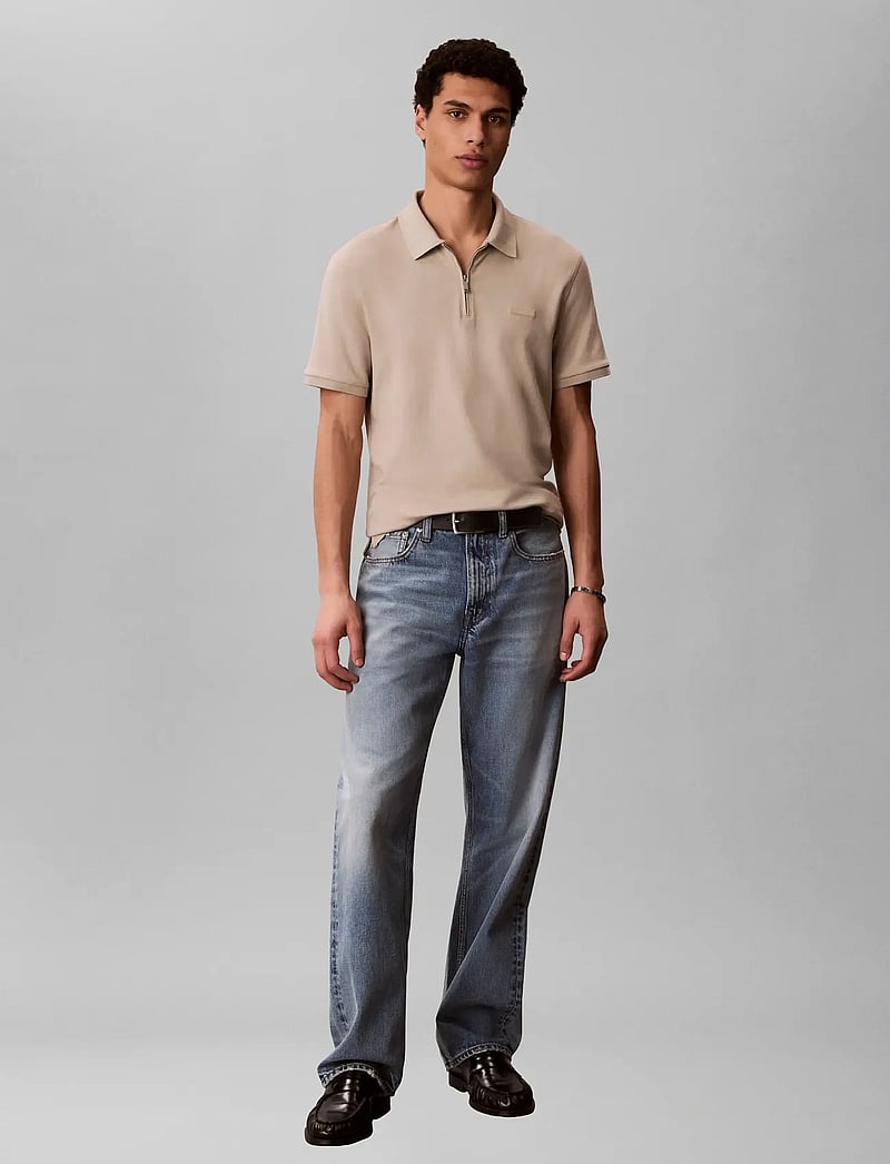 Calvin Klein - SS SLIM SUPIMA ZIP POLO - lühikeste varrukatega polod - ancient marble - 3