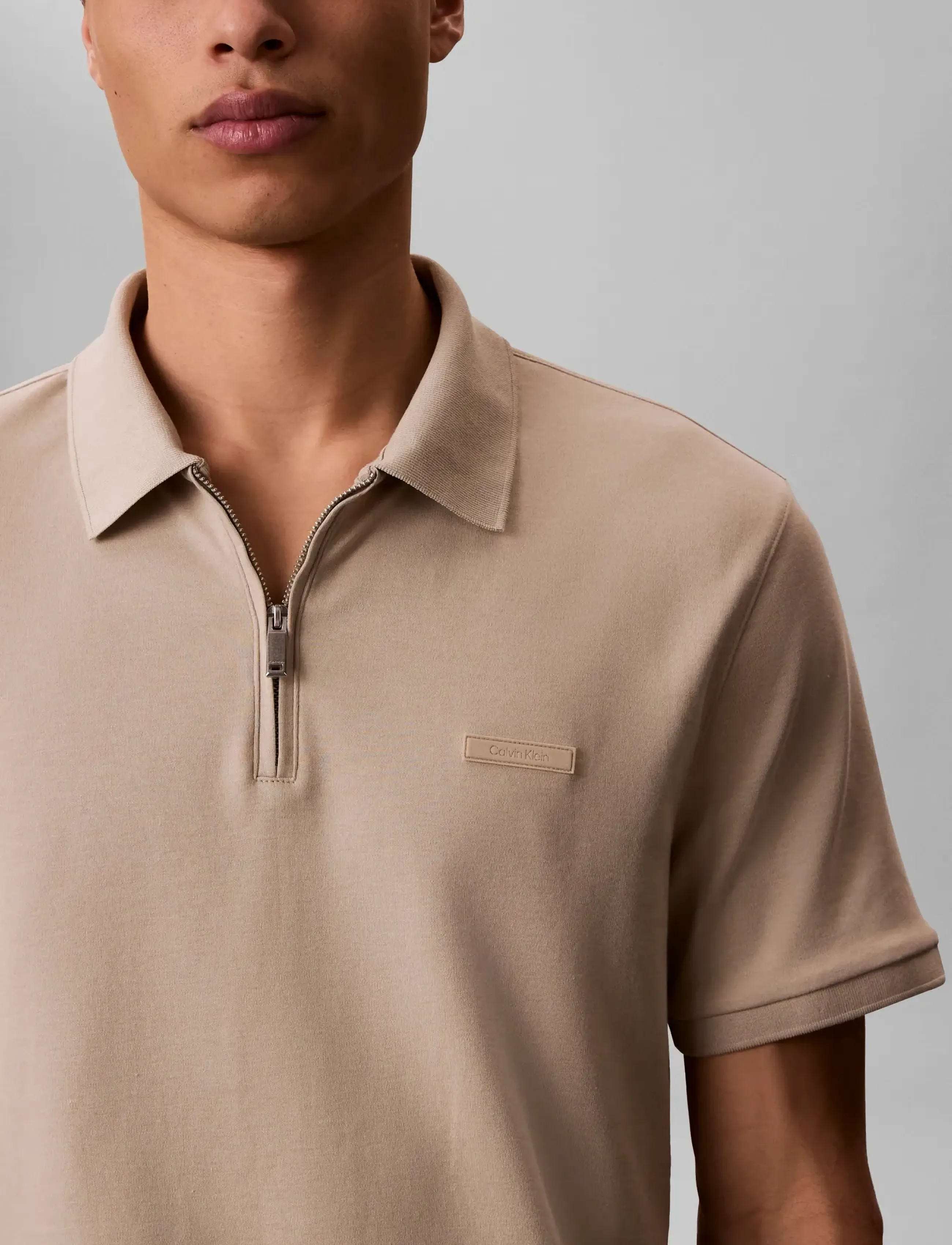 Calvin Klein - SS SLIM SUPIMA ZIP POLO - short-sleeved polos - ancient marble - 5