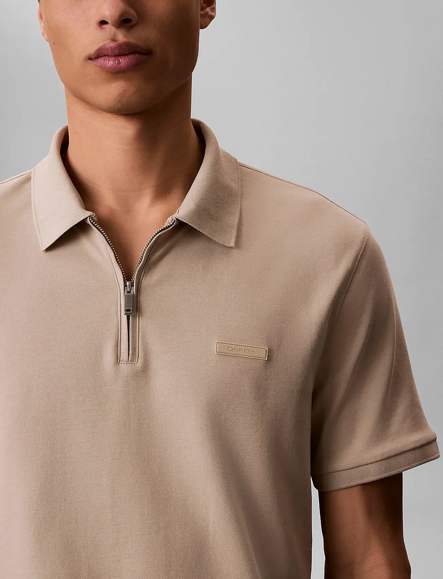 Calvin Klein - SS SLIM SUPIMA ZIP POLO - kortærmede poloer - ancient marble - 5
