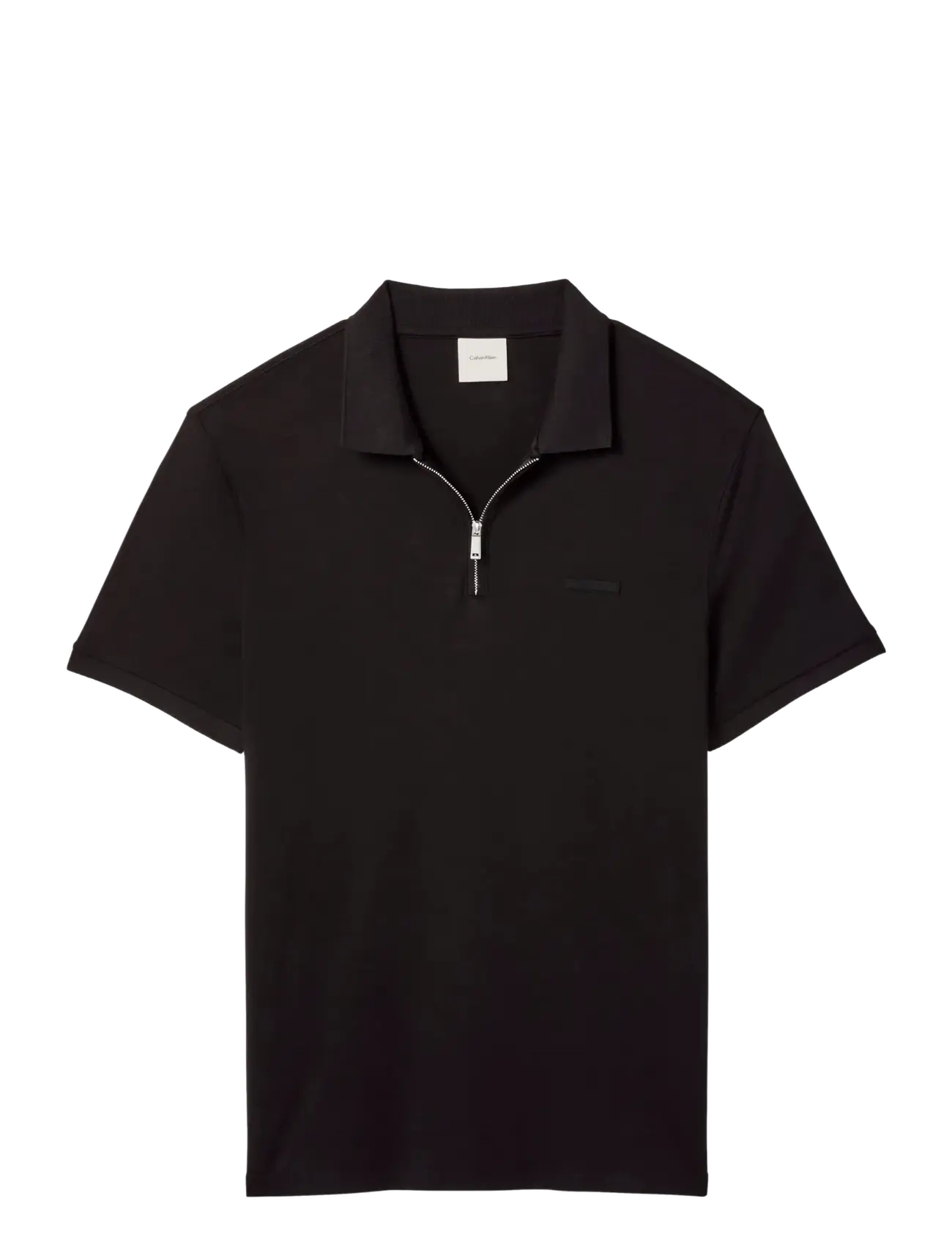 CALVIN KLEIN Ss Slim Supima Zip Polo Schwarz - L - Herren