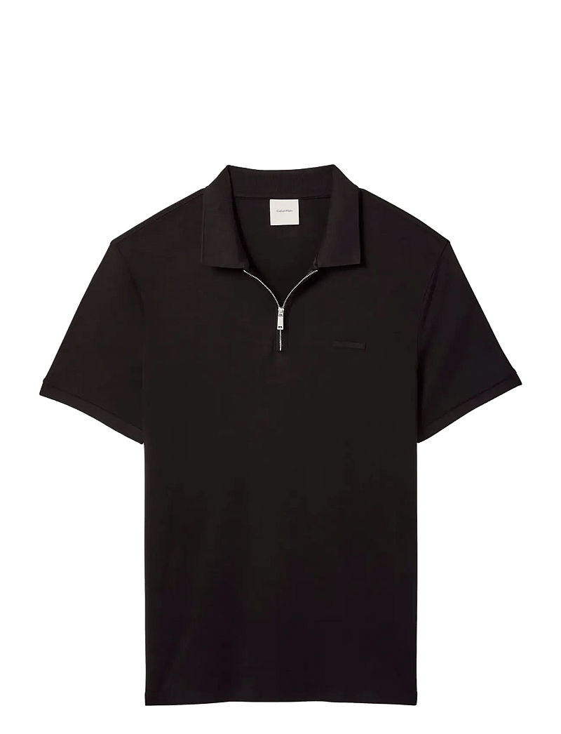 Calvin Klein - SS SLIM SUPIMA ZIP POLO - kortærmede poloer - black - 1