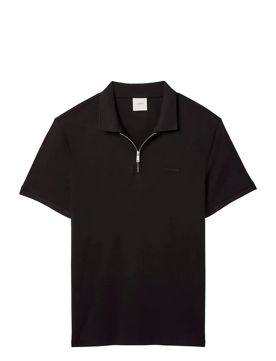 Calvin Klein - SS SLIM SUPIMA ZIP POLO - polos à manches courtes - black - 1