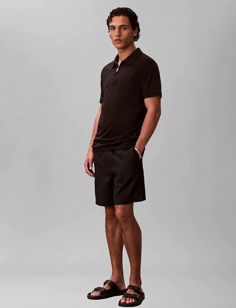 Calvin Klein - SS SLIM SUPIMA ZIP POLO - kortærmede poloer - black - 0