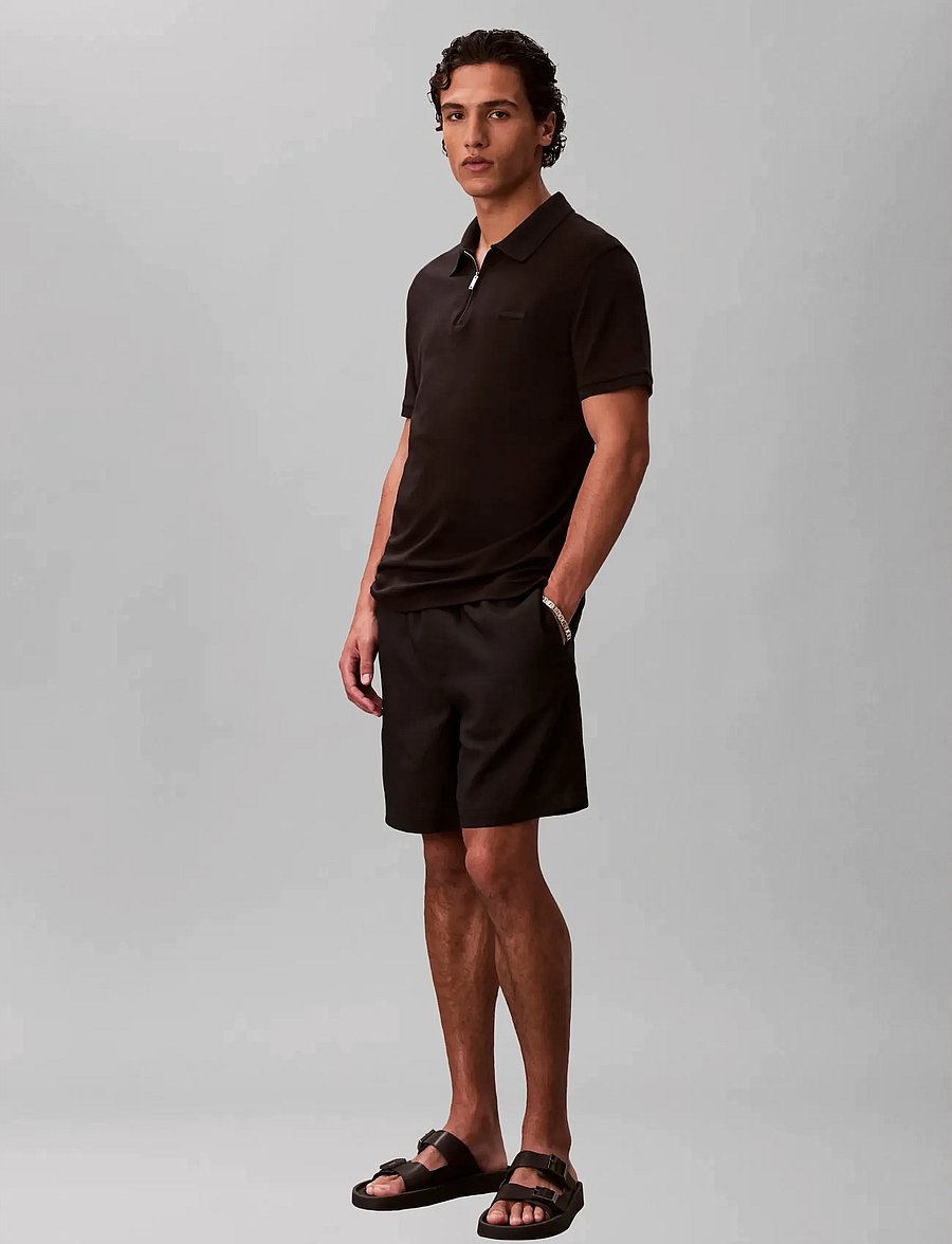 Calvin Klein - SS SLIM SUPIMA ZIP POLO - polos à manches courtes - black - 0