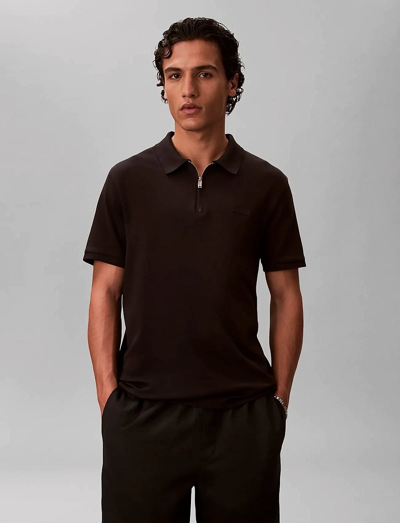 Calvin Klein - SS SLIM SUPIMA ZIP POLO - kortærmede poloer - black - 3