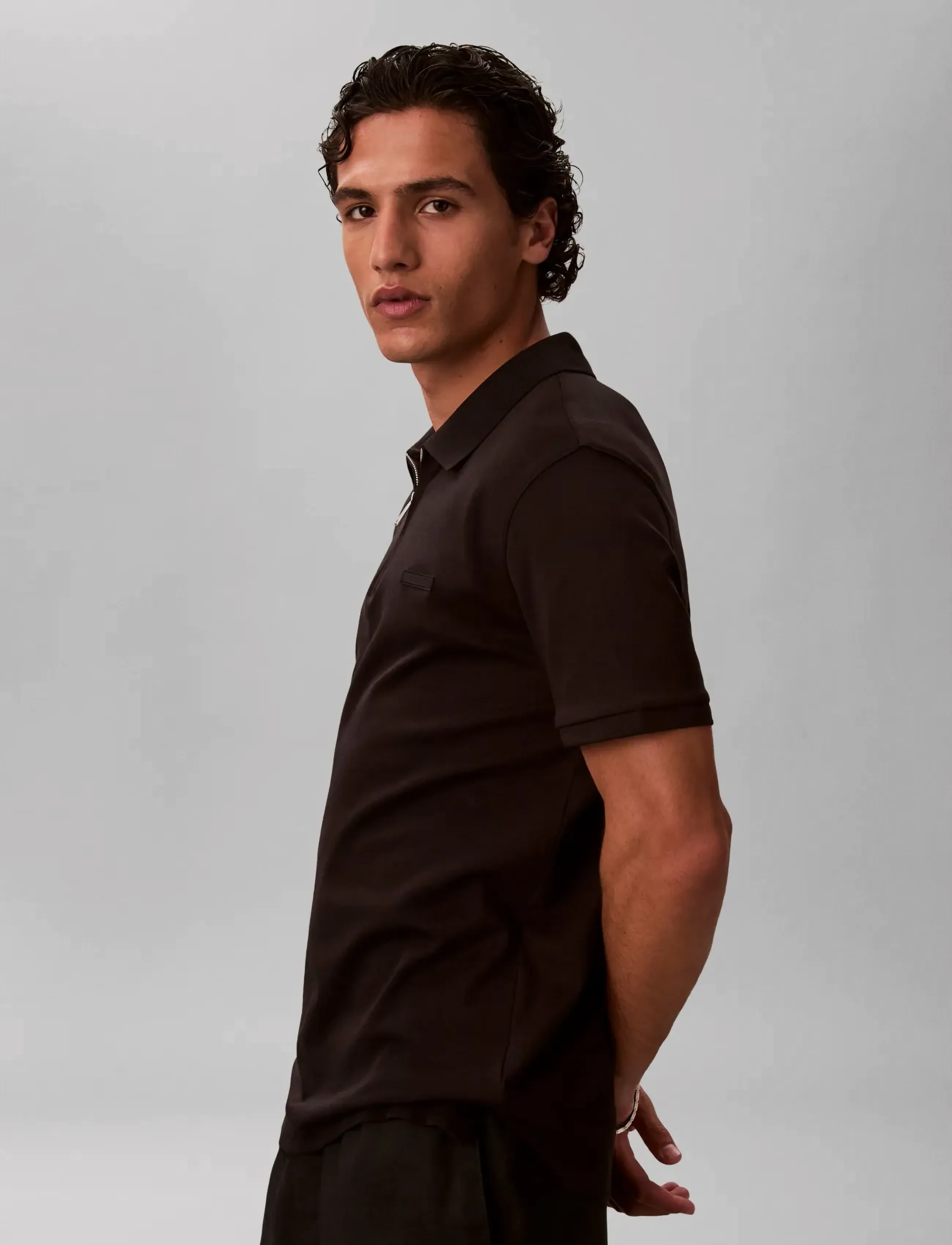 Calvin Klein - SS SLIM SUPIMA ZIP POLO - polos à manches courtes - black - 5