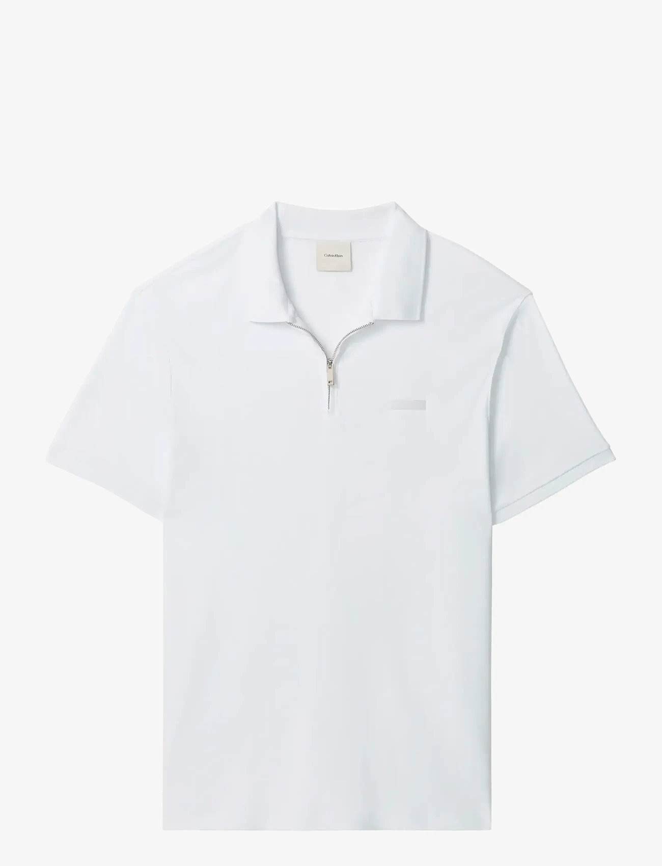 Calvin Klein - SS SLIM SUPIMA ZIP POLO - kurzärmelig - bright white - 1