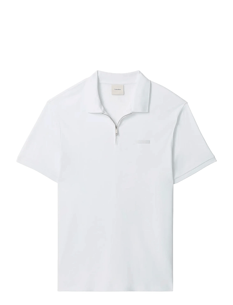 Calvin Klein - SS SLIM SUPIMA ZIP POLO - kurzärmelig - bright white - 1