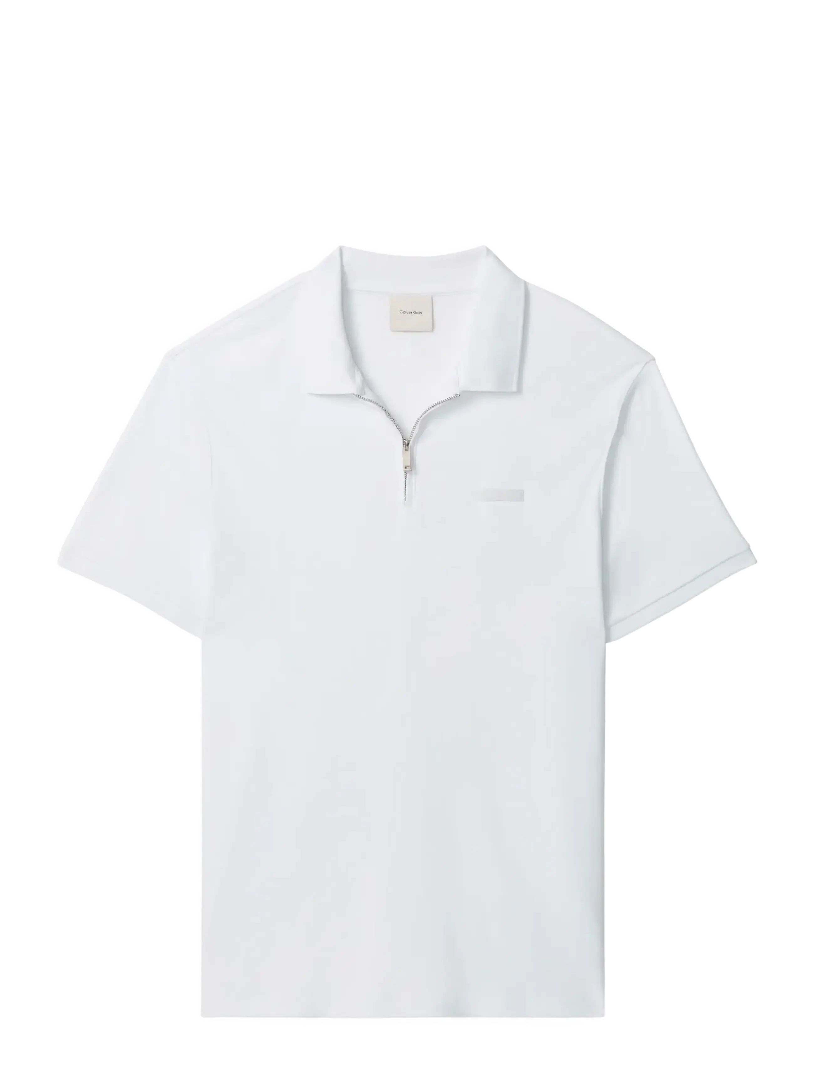 Calvin Klein SS SLIM SUPIMA ZIP POLO - Pikeepaidat - BRIGHT WHITE / white