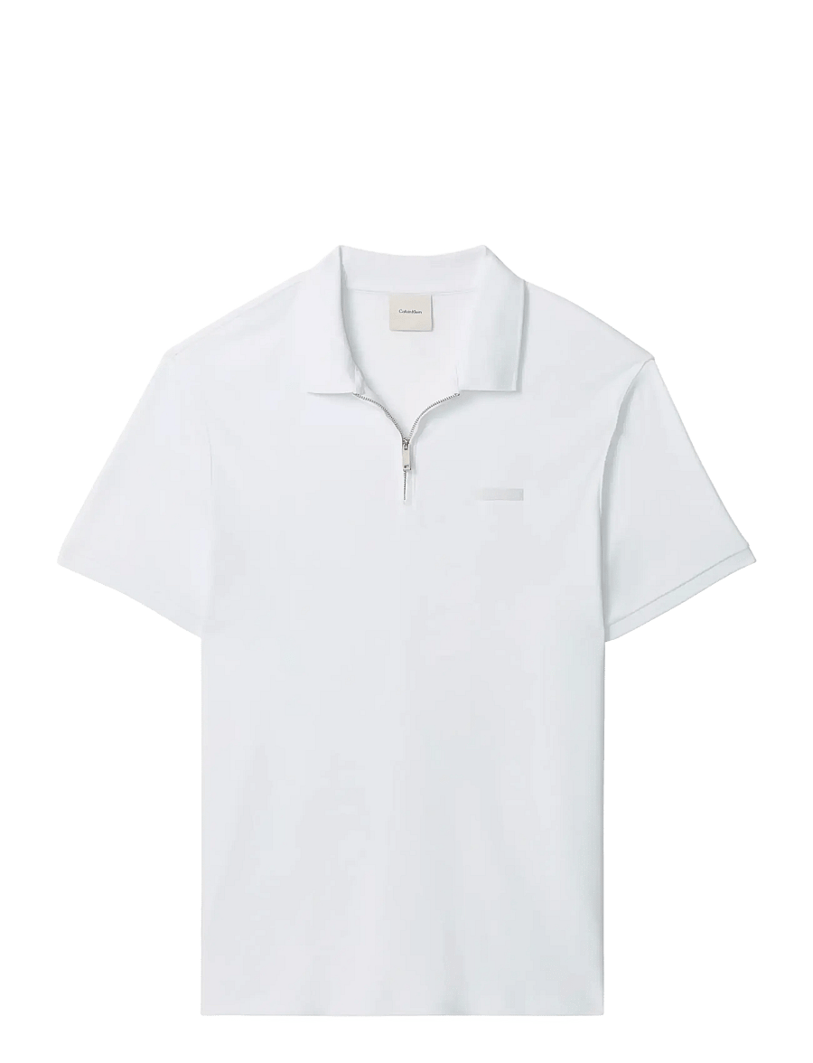 Calvin Klein - SS SLIM SUPIMA ZIP POLO - kortærmede poloer - bright white - 1