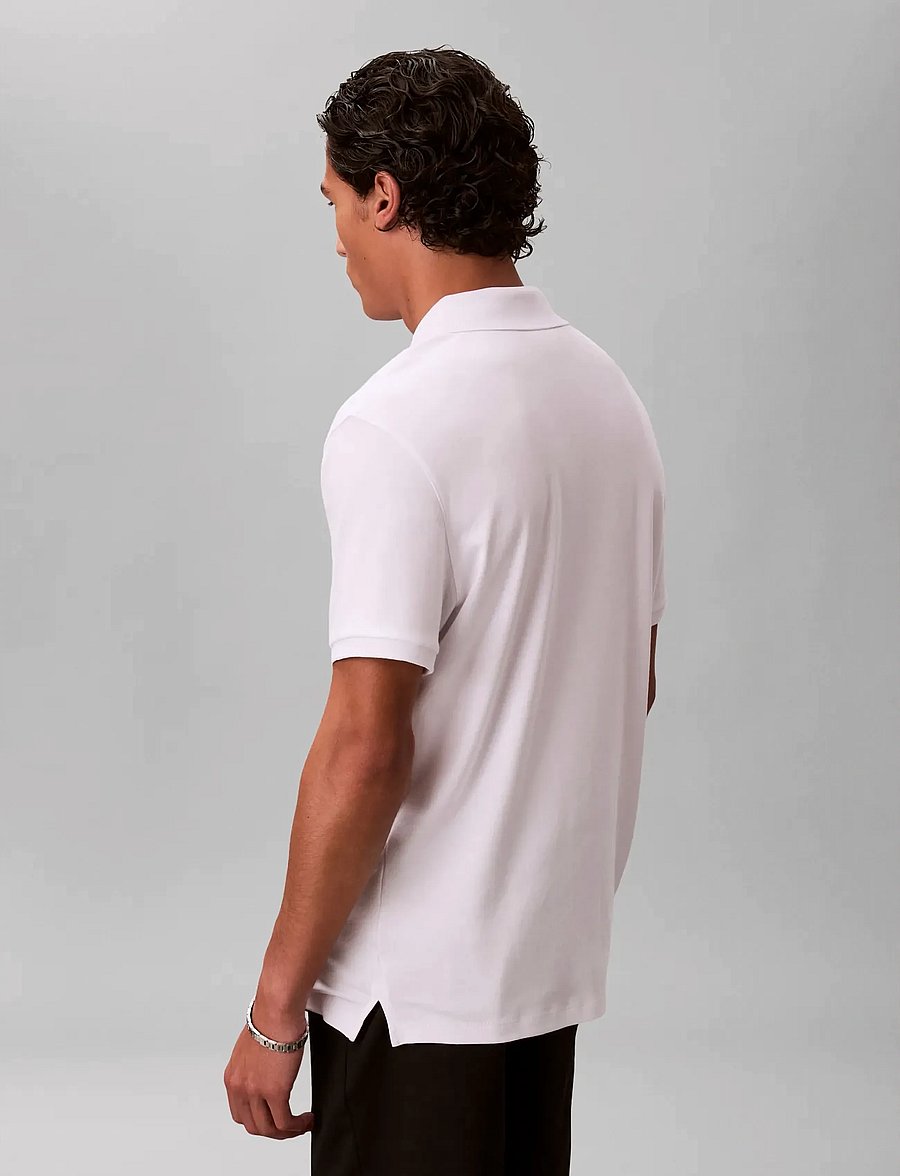 Calvin Klein - SS SLIM SUPIMA ZIP POLO - kortærmede poloer - bright white - 2