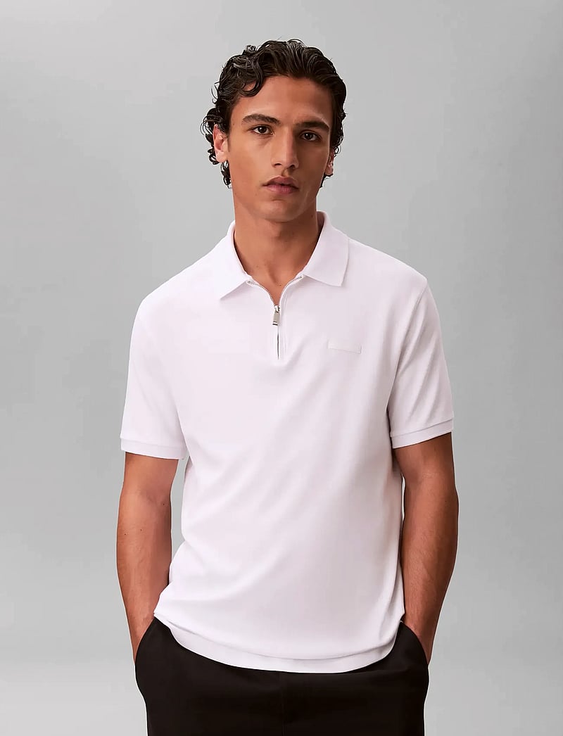 Calvin Klein - SS SLIM SUPIMA ZIP POLO - kurzärmelig - bright white - 3