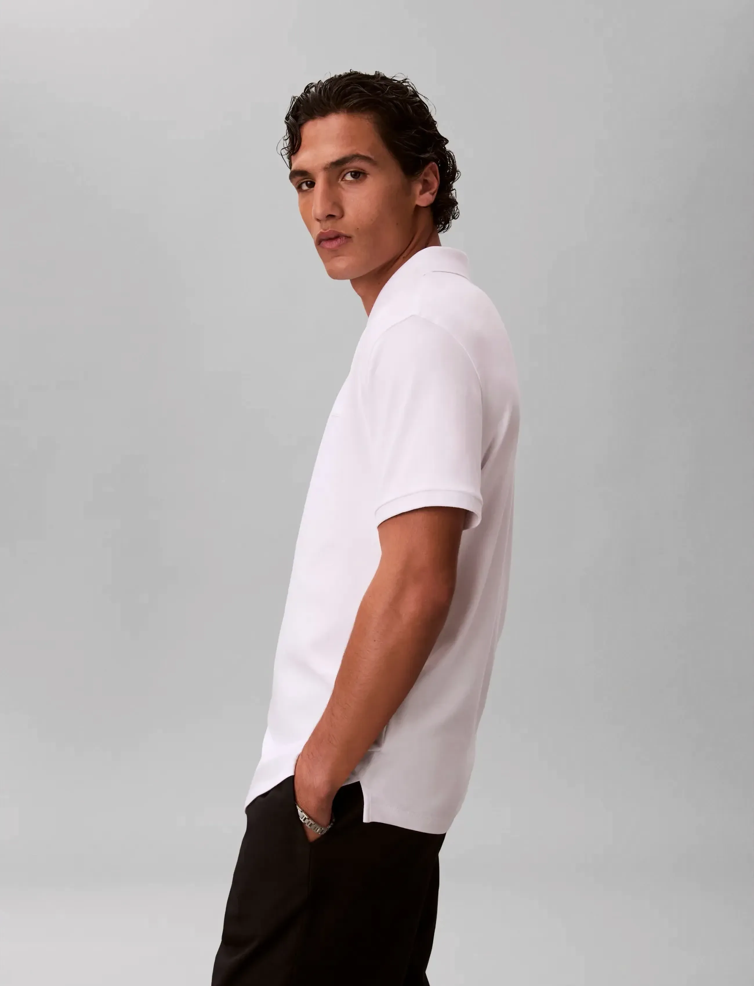 Calvin Klein - SS SLIM SUPIMA ZIP POLO - short-sleeved polos - bright white - 5