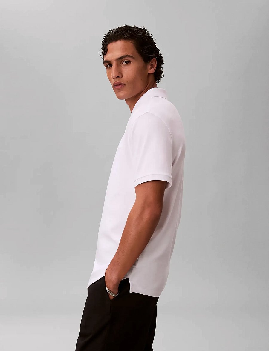 Calvin Klein - SS SLIM SUPIMA ZIP POLO - kortærmede poloer - bright white - 5