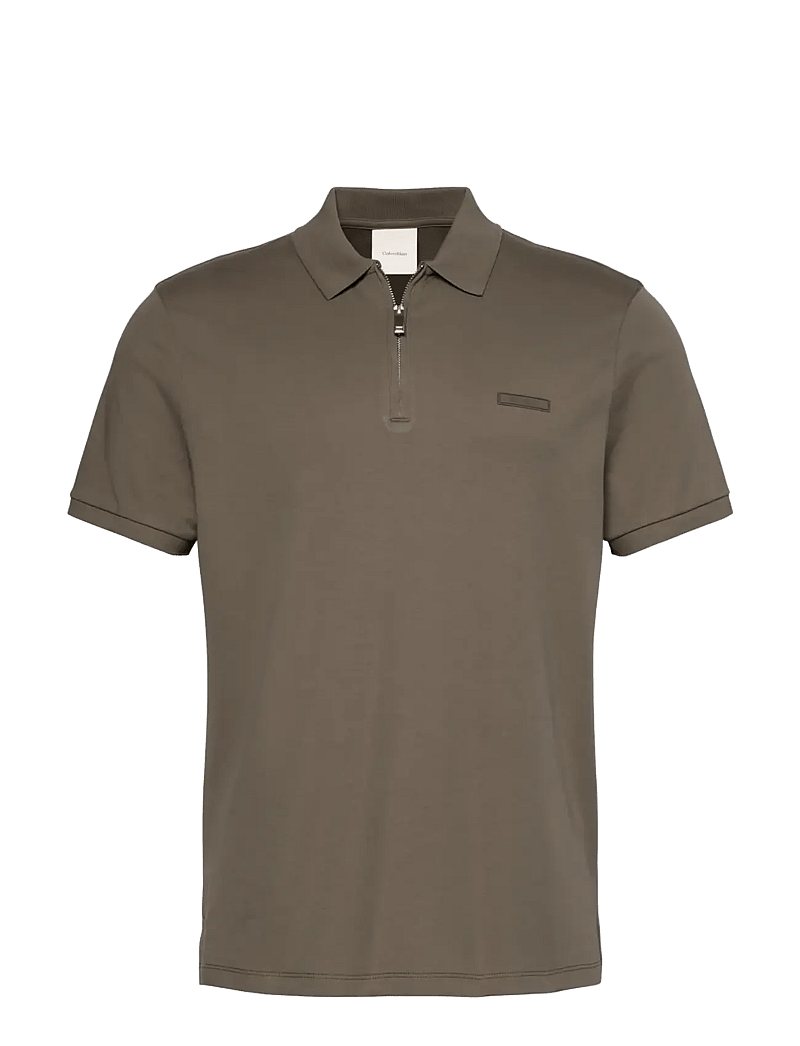 Calvin Klein - SS SLIM SUPIMA ZIP POLO - kortærmede poloer - bungee cord - 1