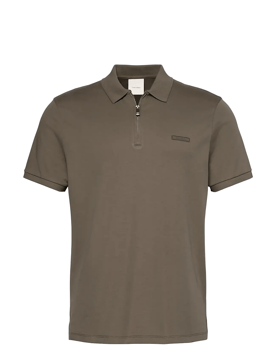 Calvin Klein - SS SLIM SUPIMA ZIP POLO - kurzärmelig - bungee cord - 1
