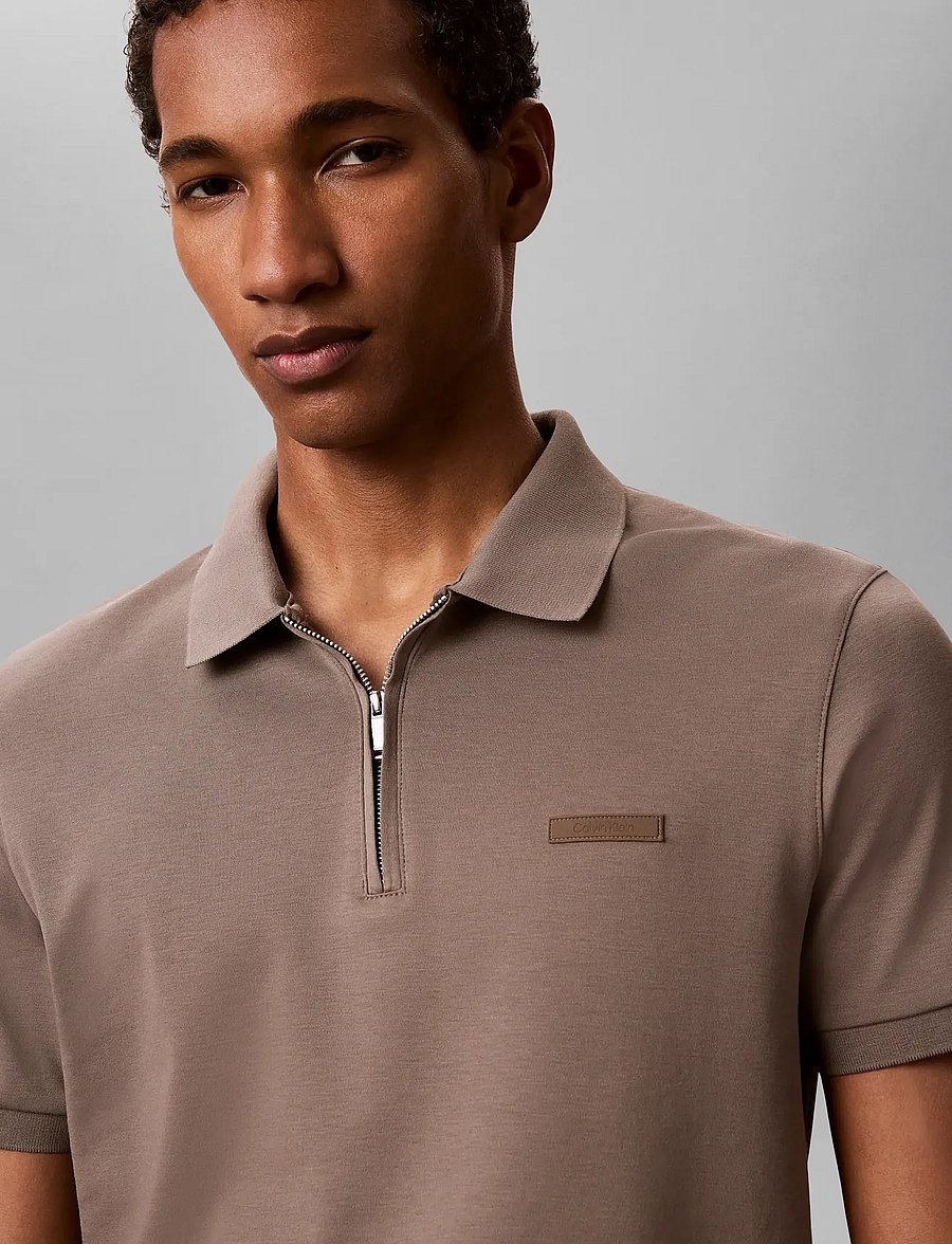 Calvin Klein - SS SLIM SUPIMA ZIP POLO - kurzärmelig - bungee cord - 3