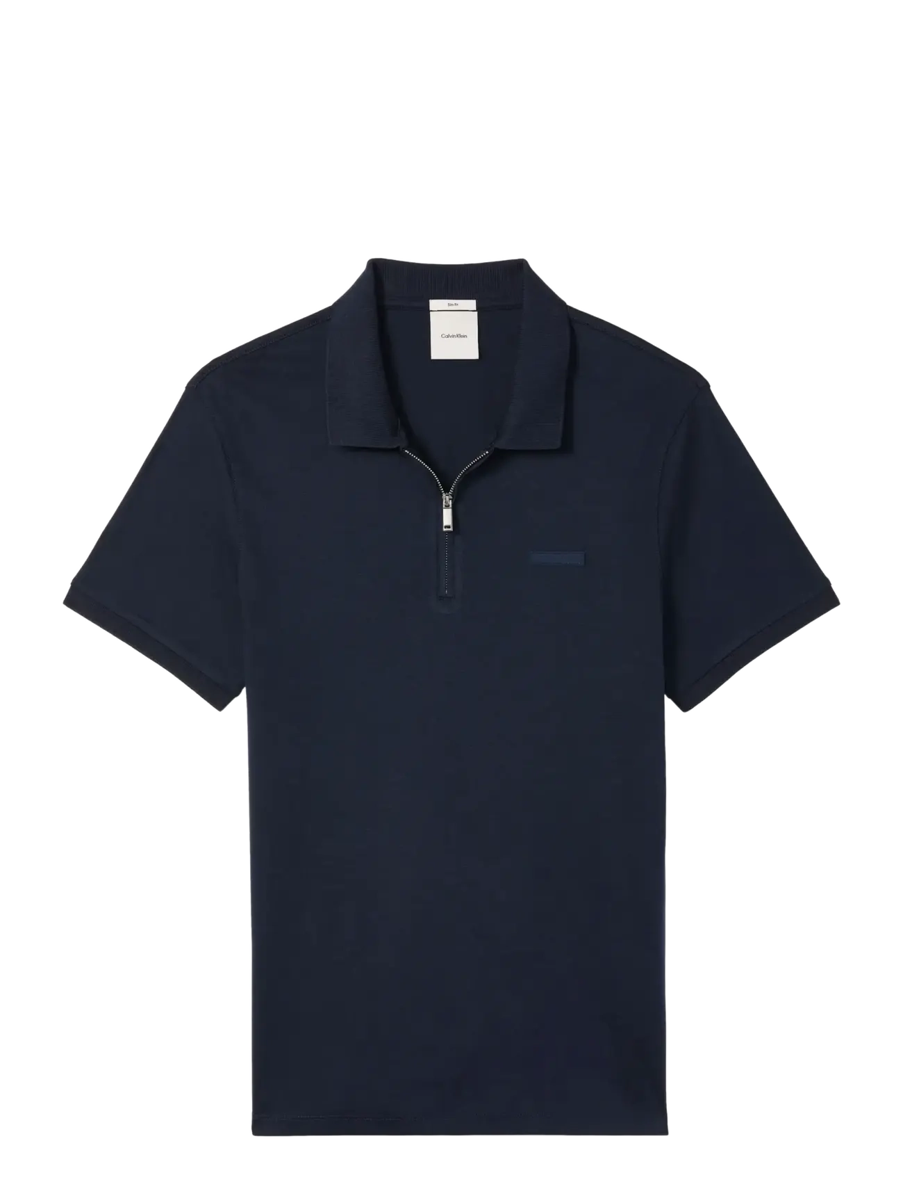 CALVIN KLEIN Ss Slim Supima Zip Polo Navy - S - Herren