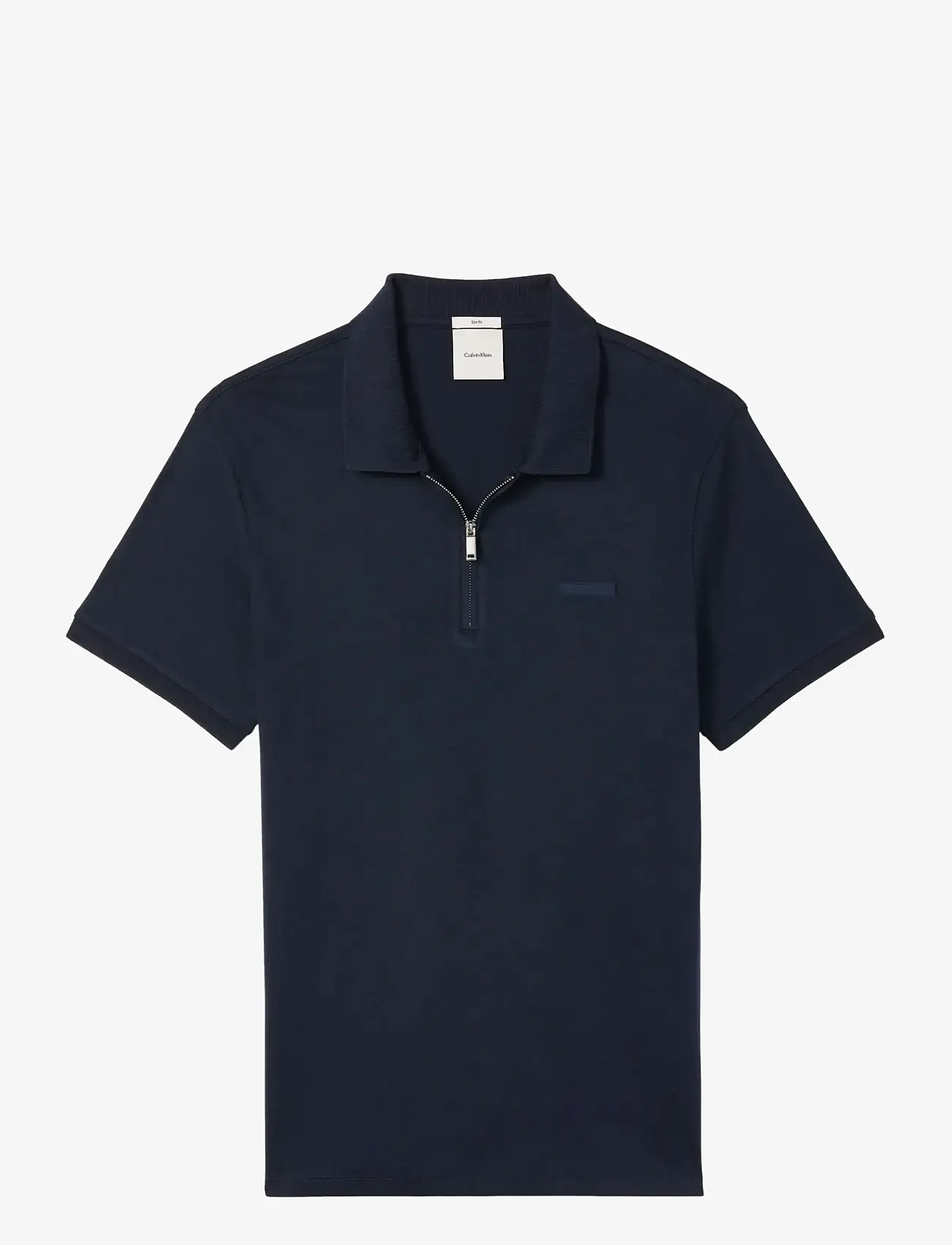 Calvin Klein - SS SLIM SUPIMA ZIP POLO - kortærmede poloer - dark sapphire - 1