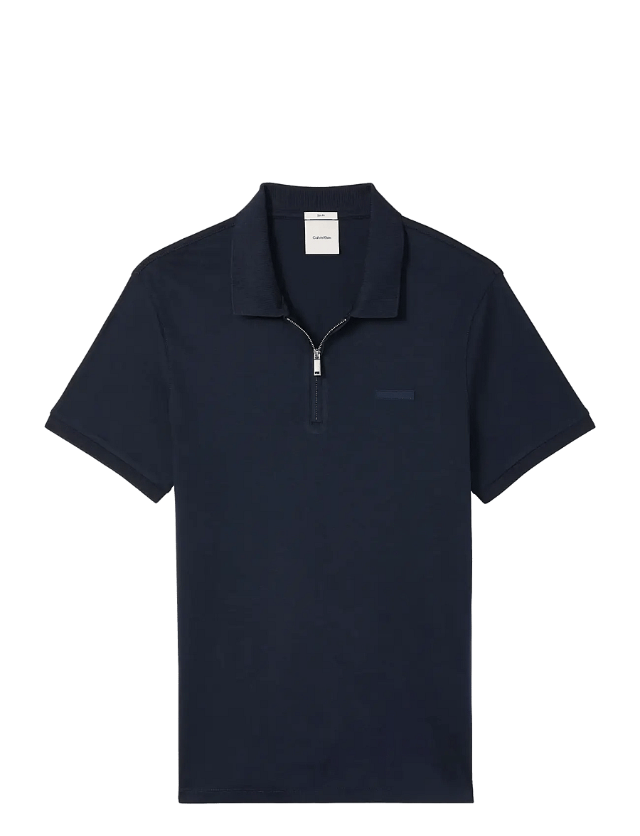 Calvin Klein - SS SLIM SUPIMA ZIP POLO - kortärmade pikéer - dark sapphire - 1