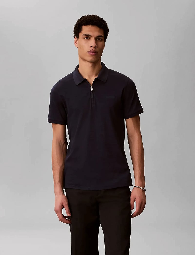 Calvin Klein - SS SLIM SUPIMA ZIP POLO - kortærmede poloer - dark sapphire - 3