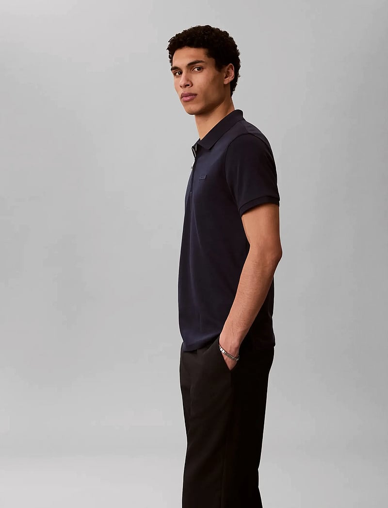 Calvin Klein - SS SLIM SUPIMA ZIP POLO - kortærmede poloer - dark sapphire - 4